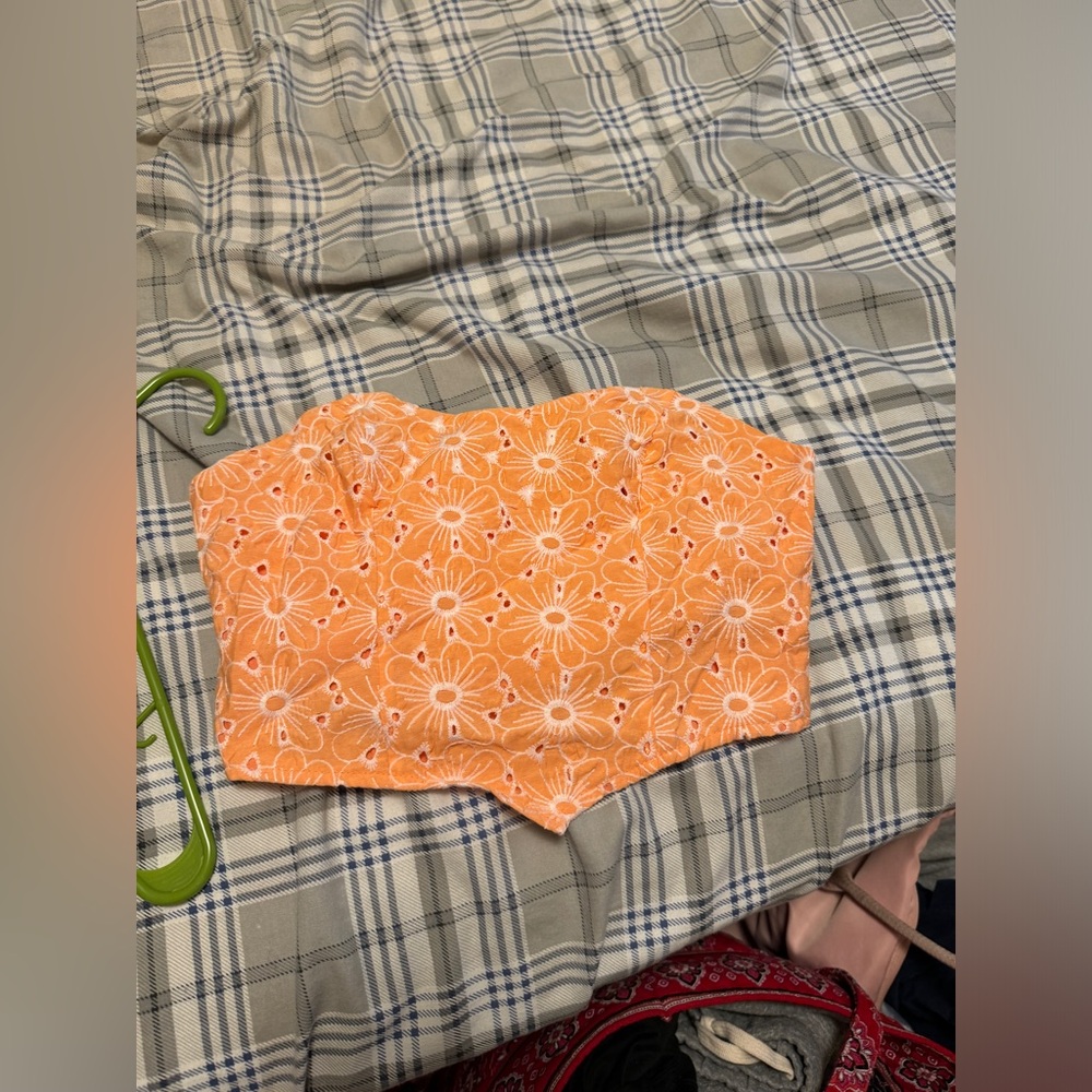 medium orange floral tube top